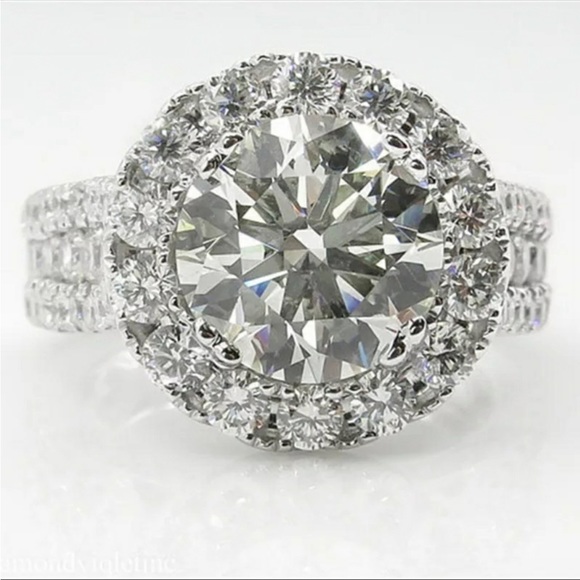 New 925 Silver Round Cut Diamond Ring - Picture 3 of 10